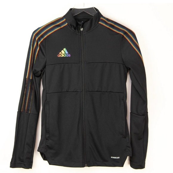 A91 Adidas 🌈Tiro Pride Track Jacket XS Black Rainbow - Picture 1 of 6